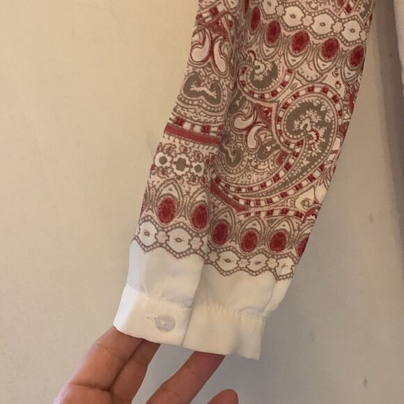 Adrienne Vittadini long sleeve sheer paisley blouse Size S EUC - Picture 7 of 8